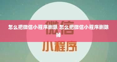 怎么把微信小程序删除 怎么把微信小程序删除掉