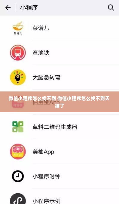微信小程序怎么找不到 微信小程序怎么找不到天猫了
