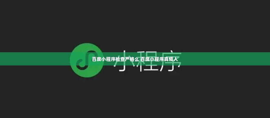 百度小程序检查严格么 百度小程序真烦人