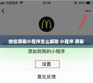 微信屏蔽小程序怎么解除 小程序 屏蔽
