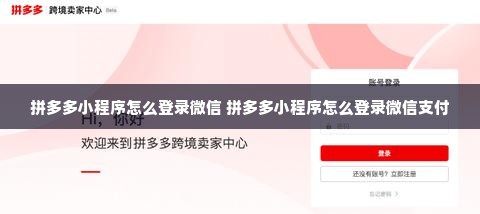 拼多多小程序怎么登录微信 拼多多小程序怎么登录微信支付