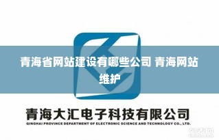 青海省网站建设有哪些公司 青海网站维护