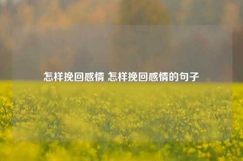 怎样挽回感情 怎样挽回感情的句子